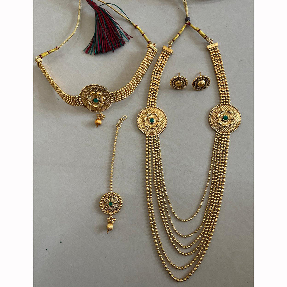 Pota Stone Necklace in Gold Tone | Bridal Jewellery India