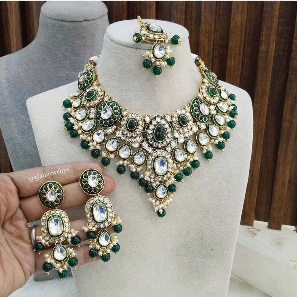 Kundan Choker Necklace in Gold Plated with Pearls | Bridal Jewellery India