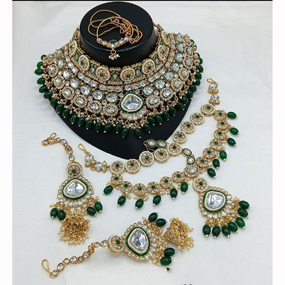 Kundan Necklace in Gold Plated with Pearl Stones | Bridal Jewellery India