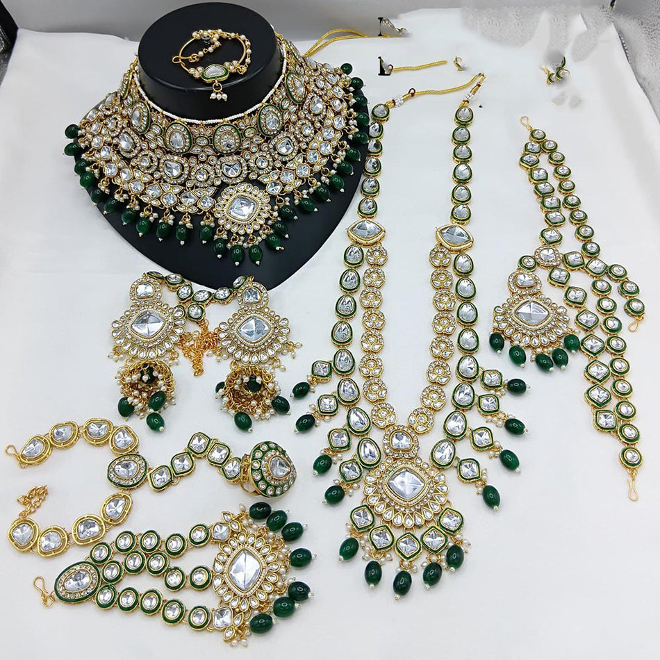 Crystal Stone Beads in Gold Tone for Bridal Wear | Bridal Jewellery India