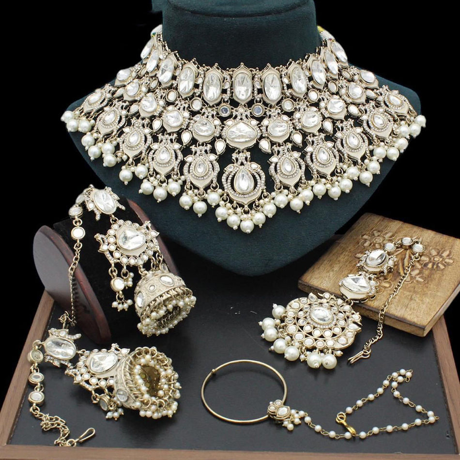 Kundan Necklace in Sterling Silver | Bridal Jewellery India