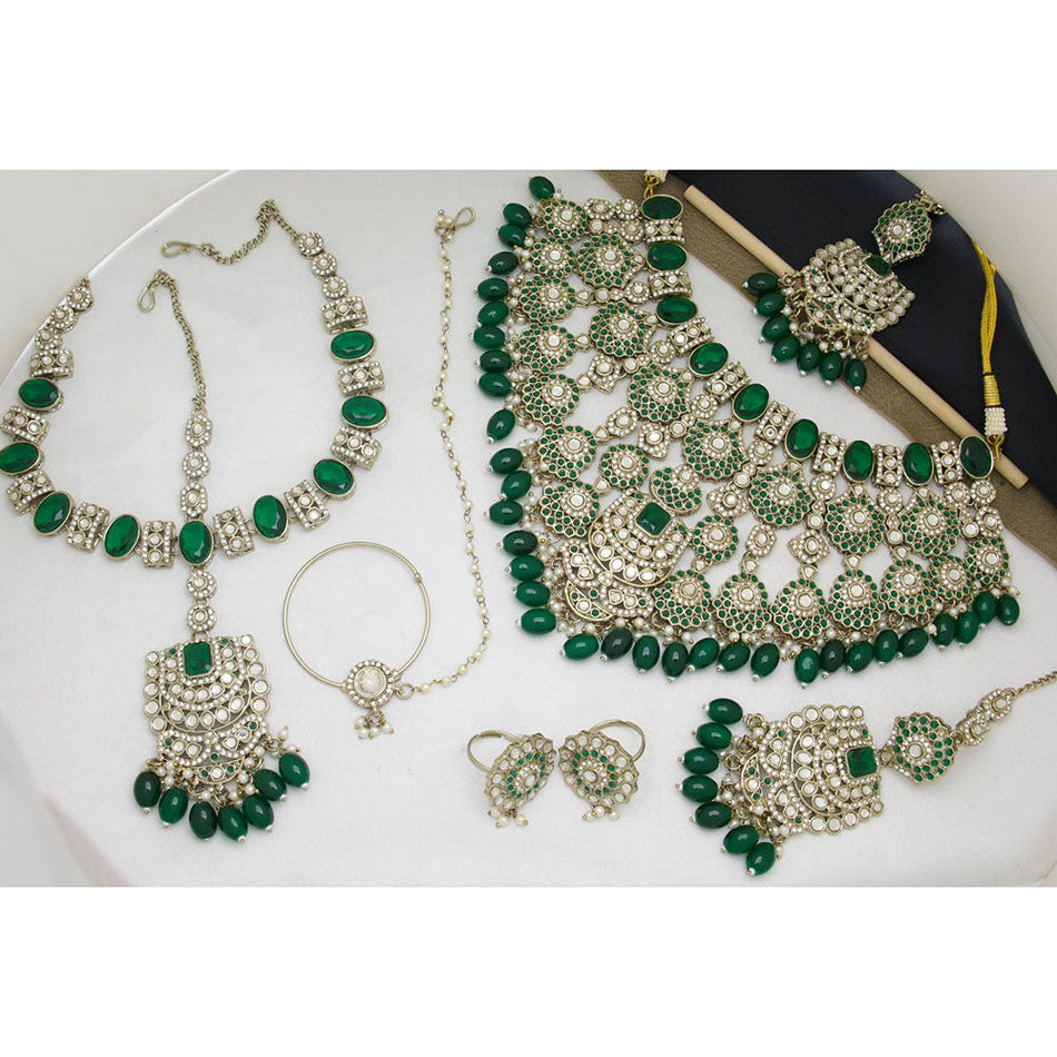 Rose Gold Plated Kundan Necklace Bridal Wear | Bridal Jewellery India
