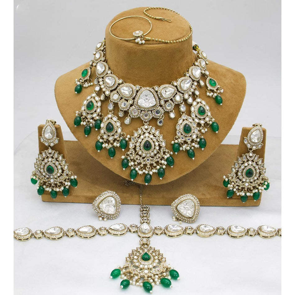 Kundan Choker Necklace in White Gold Plated | Bridal Jewellery India