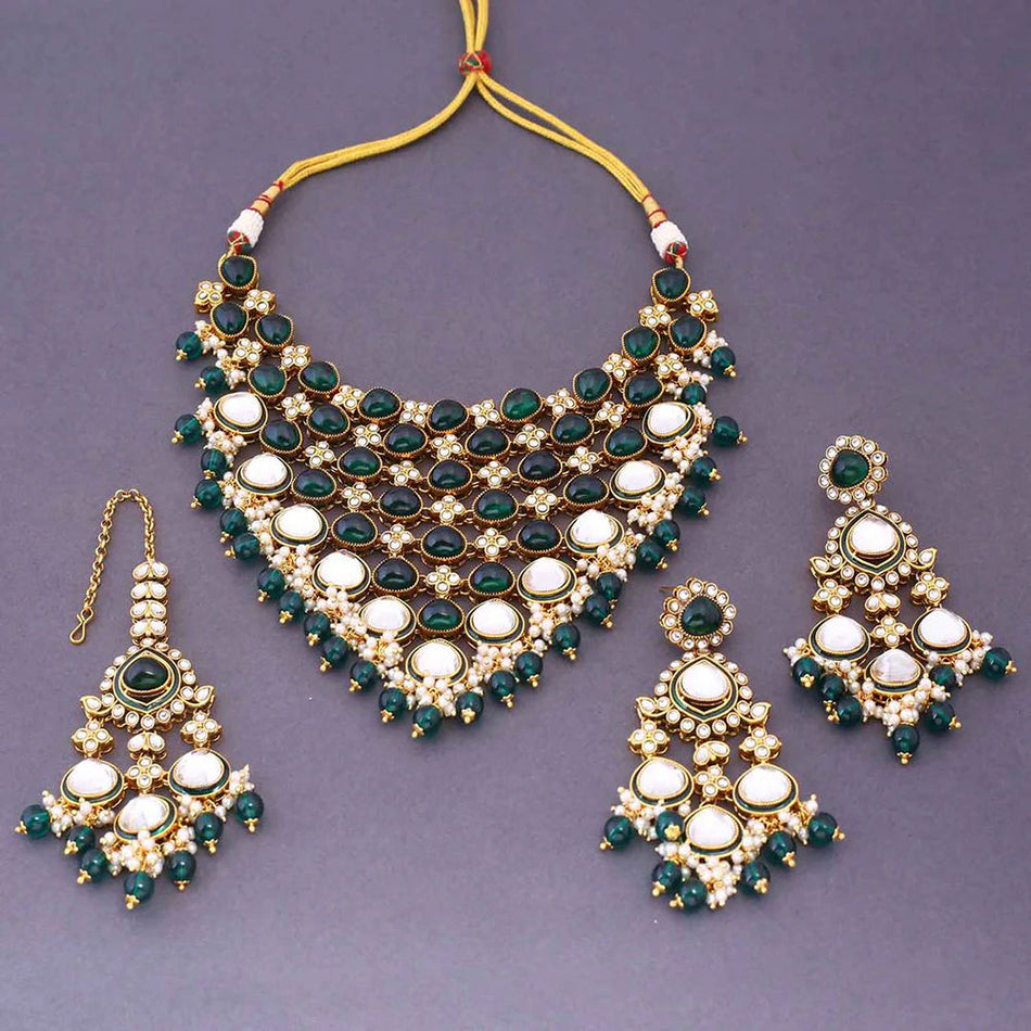 Kundan Necklace in Sterling Silver | Bridal Jewellery India