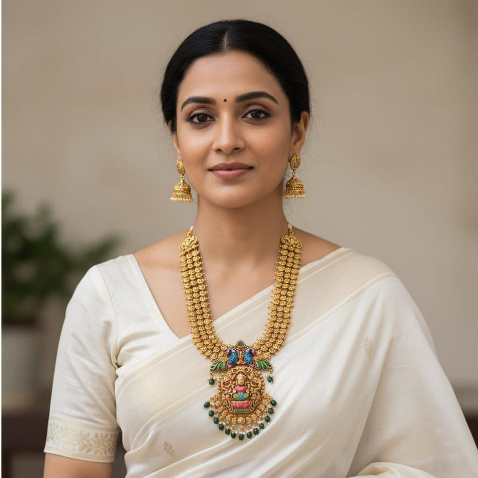 Meenakari Necklace in Silver | Bridal Jewellery India