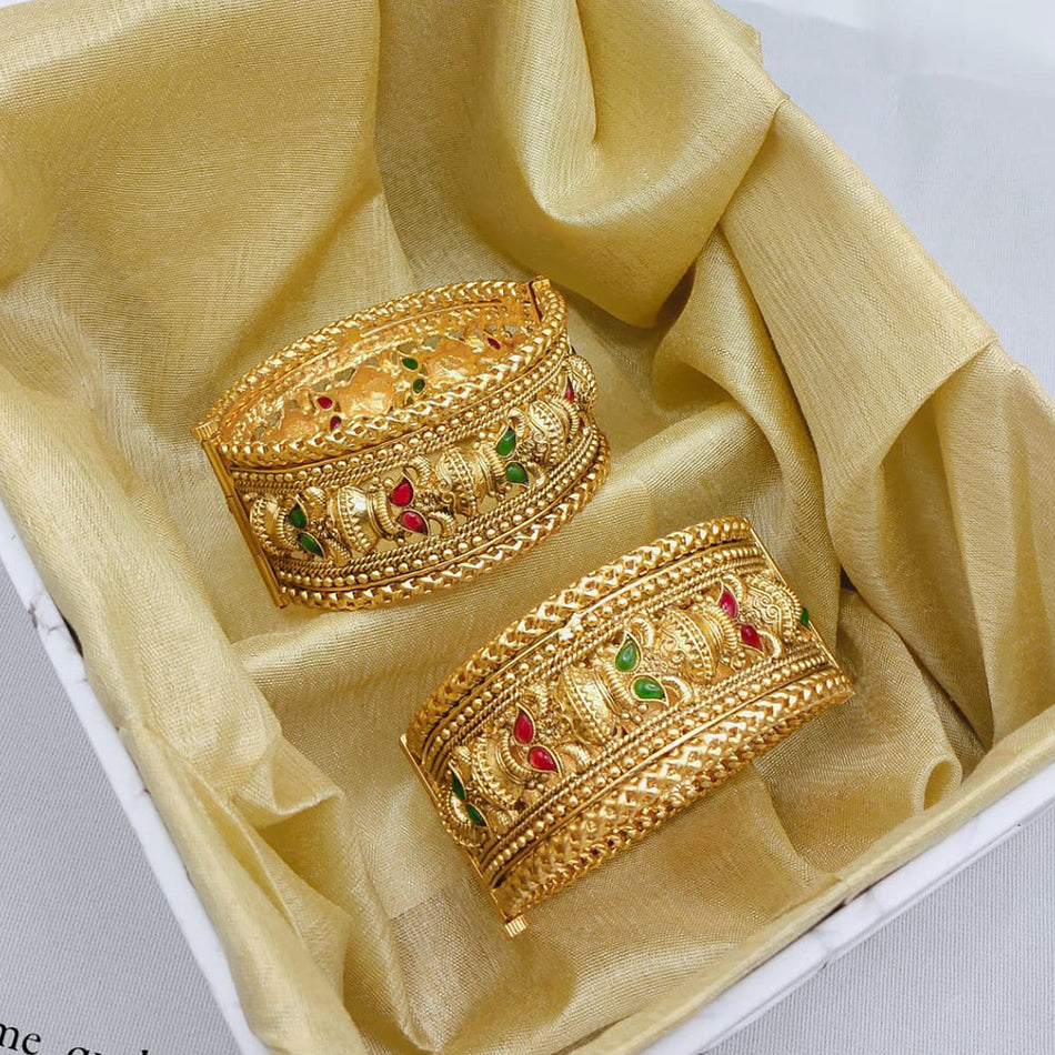 Kundan Bangles Set in Heritage Silver | Bridal Jewellery India