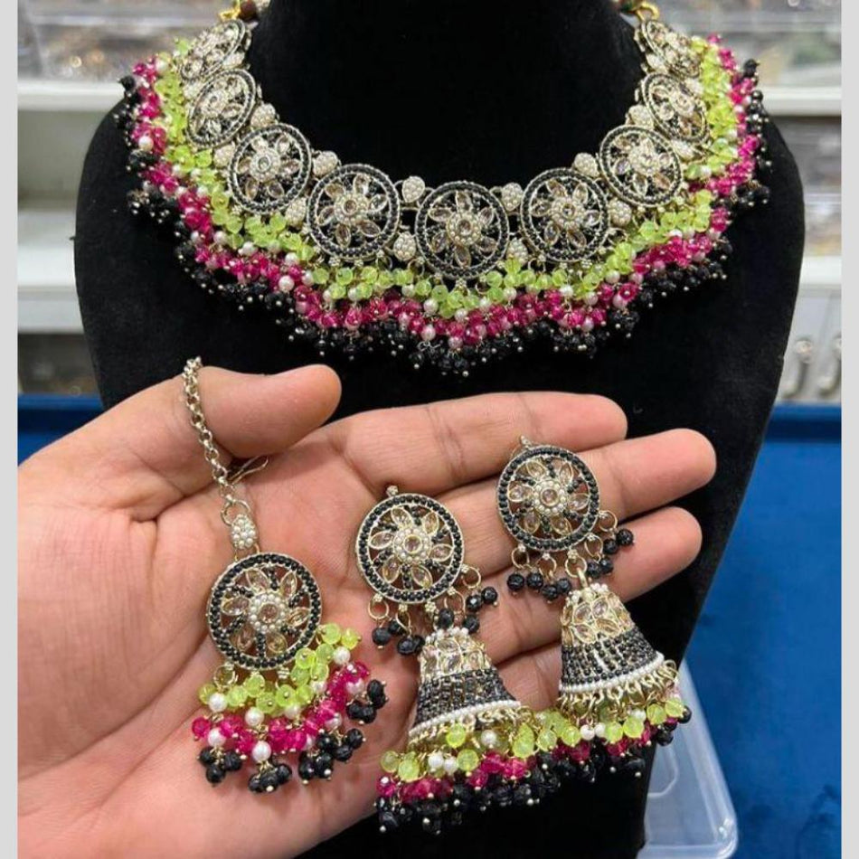 Gold Plated Pearl Beads Necklace Set | Bridal Jewellery India