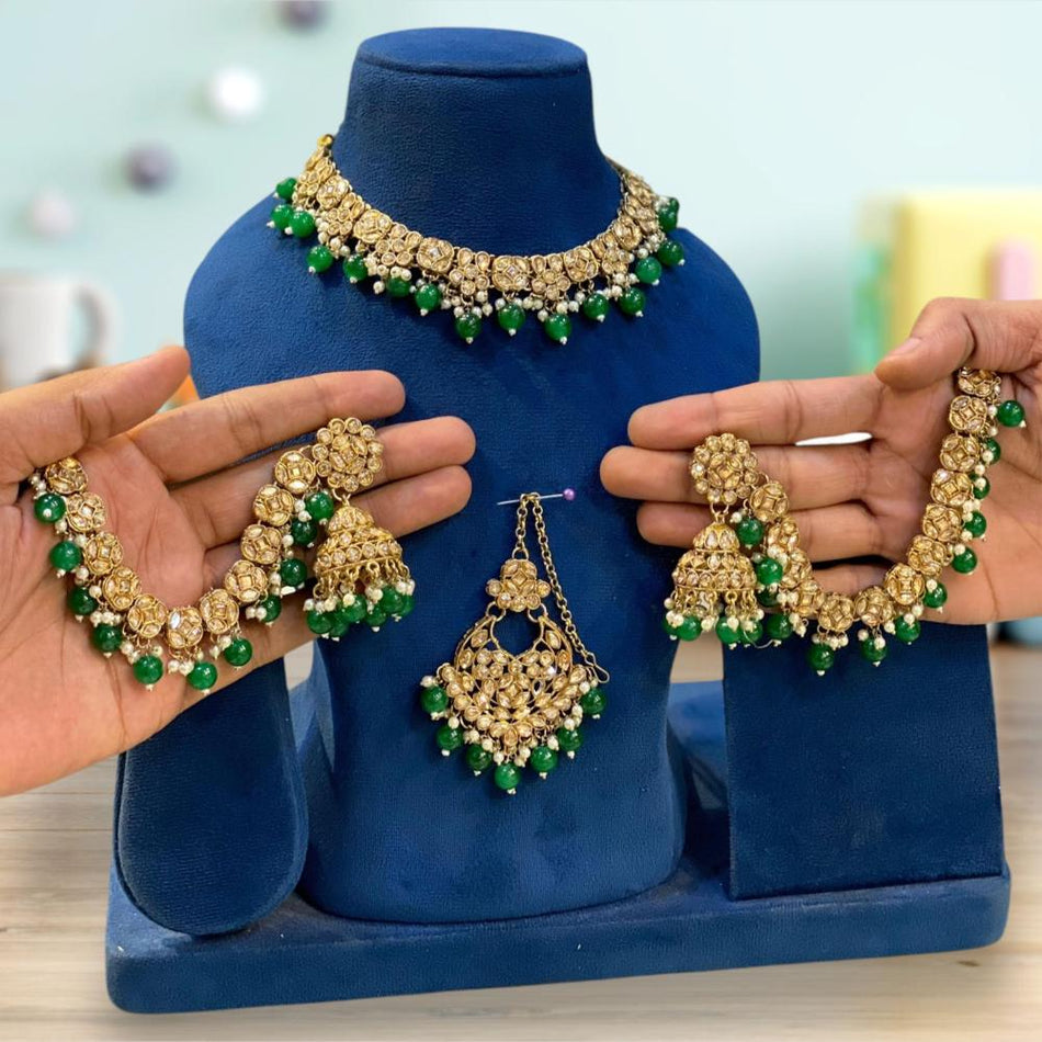 Gold Plated Pearls Necklace Set | Bridal Jewellery India