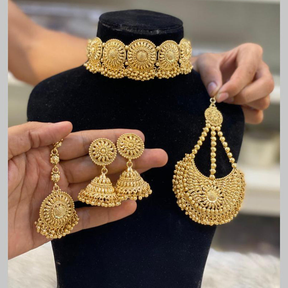Gold Plated Choker Necklace Set for Bridal Wear | Bridal Jewellery India