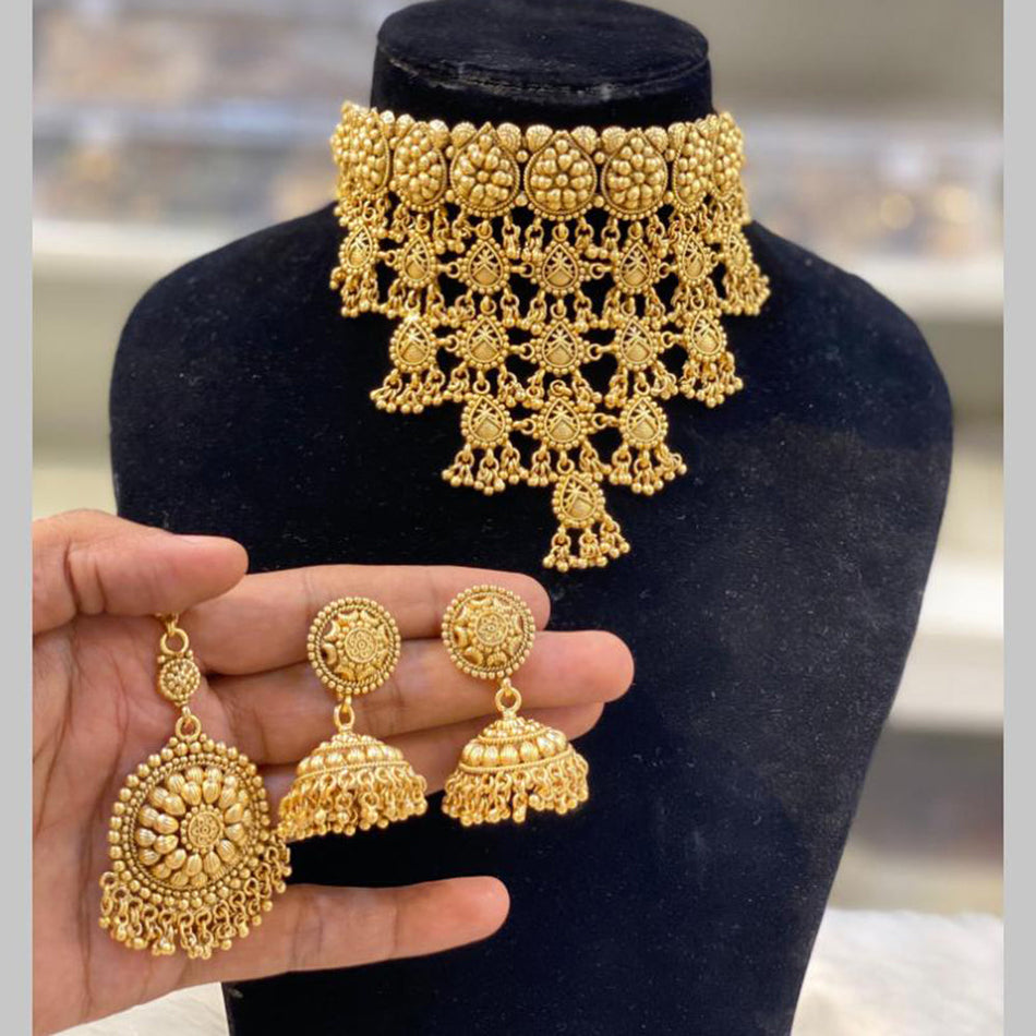 Gold Plated Choker Necklace Set for Bridal Wear | Bridal Jewellery India