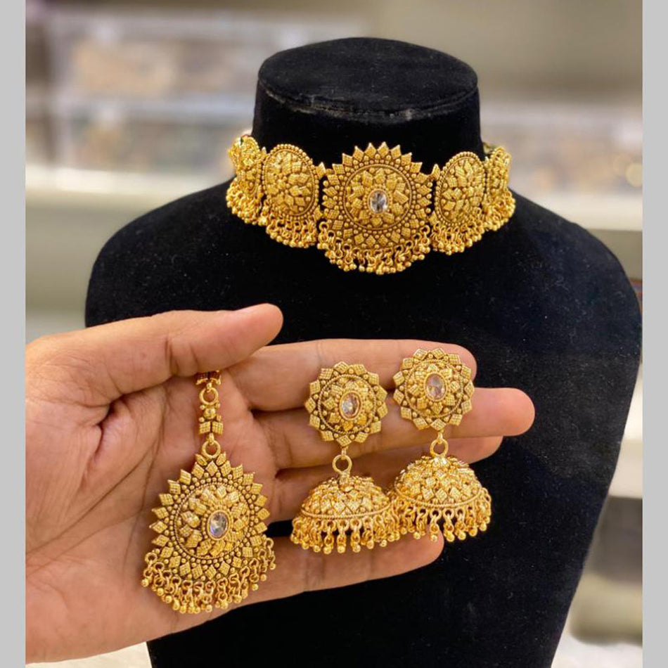 Gold Plated Choker Necklace for Bridal Wear | Bridal Jewellery India