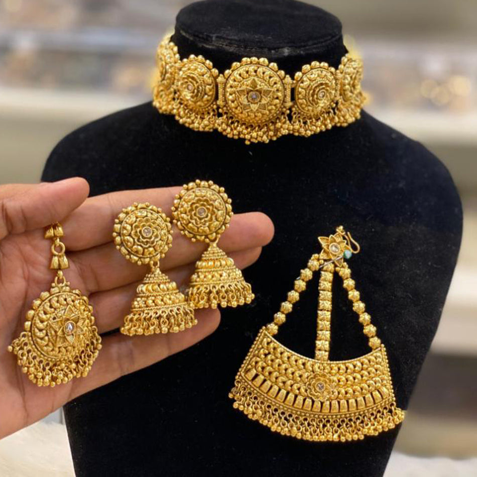 Gold Plated Choker Necklace for Occasion Wear | Bridal Jewellery India