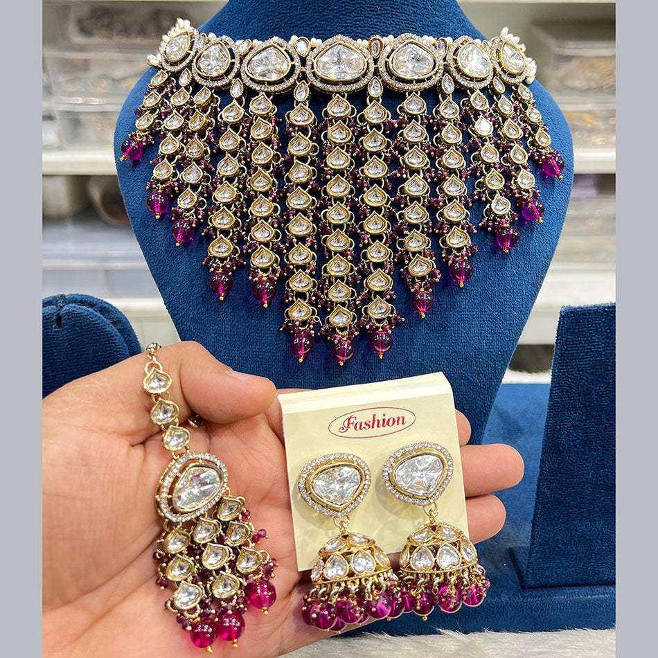 Kundan Choker Necklace in Sterling Silver | Bridal Jewellery India