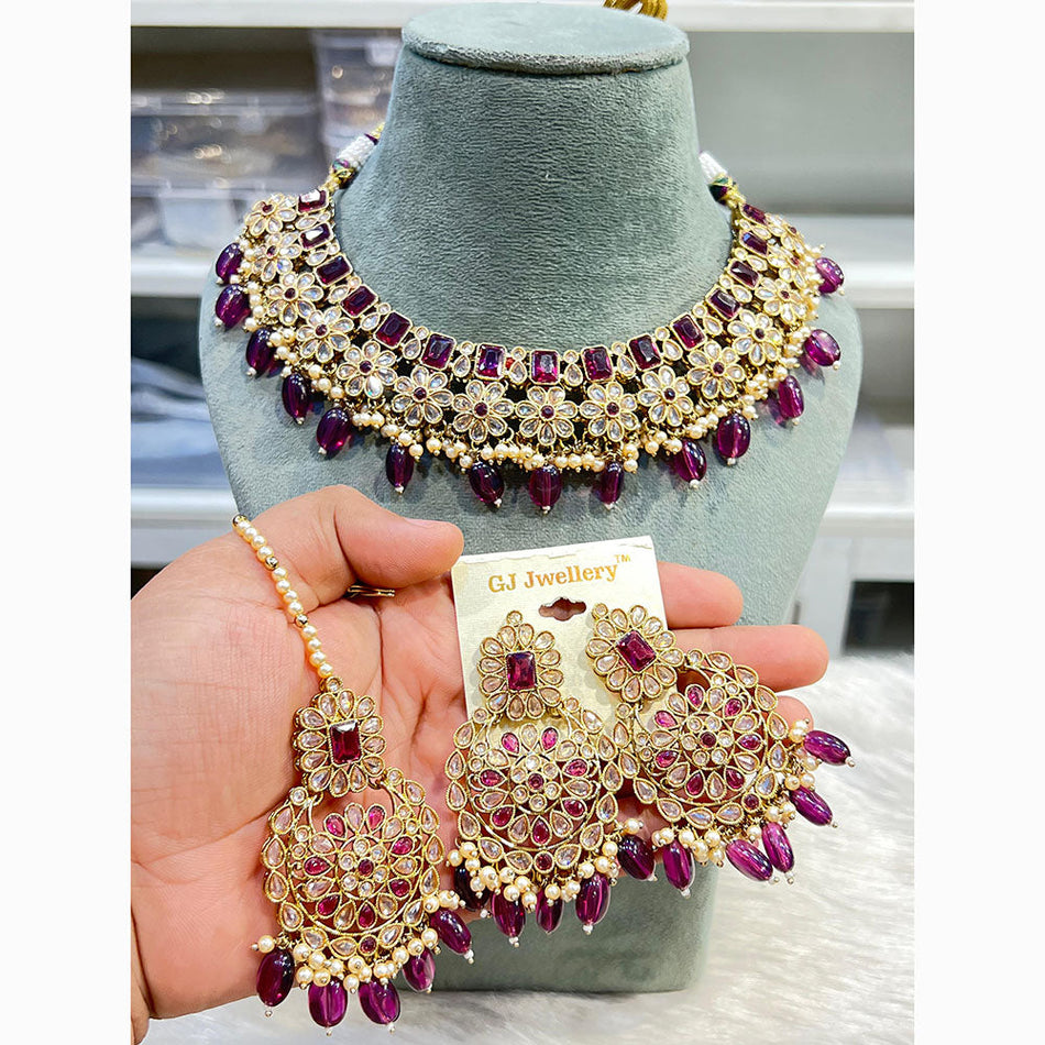 Kundan Necklace Set in  Gold Plated for Engagements | Bridal Jewellery India