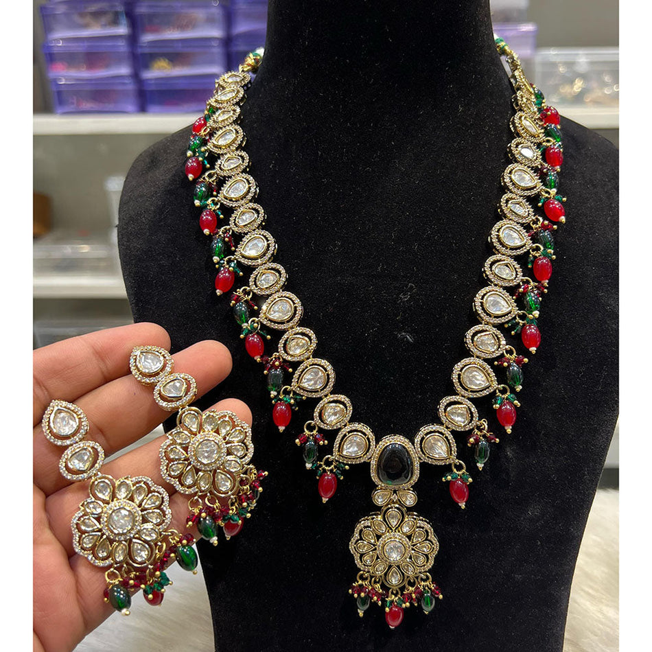 Kundan Necklace in Gold Plated Polki | Bridal Jewellery India