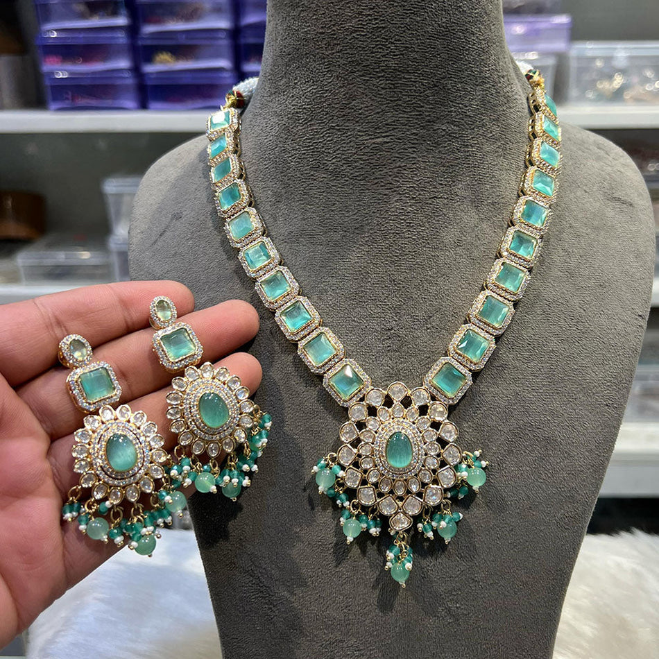 Kundan Necklace in Gold Plated with Polki Stones | Bridal Jewellery India