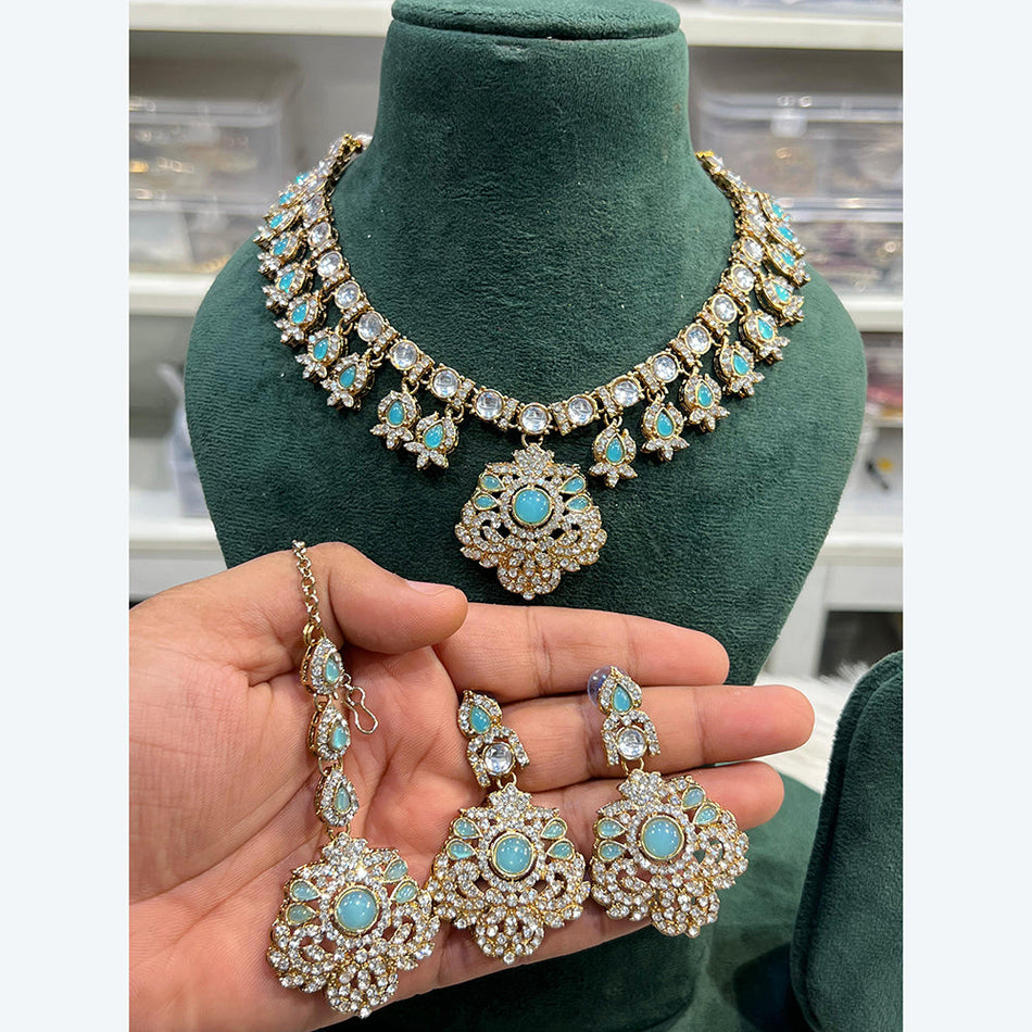 Elegant Crystal Austrian Stone Necklace for Bridal Wear | Bridal Jewellery India