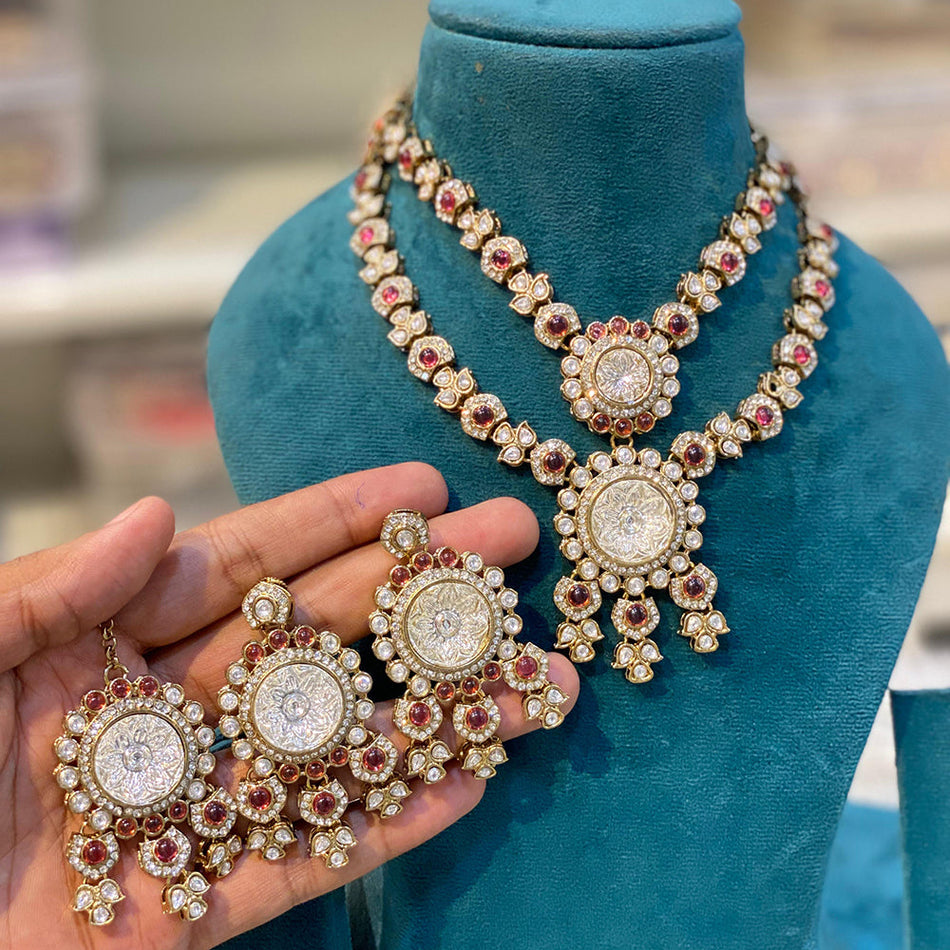Pota Necklace in Gold Tone with Austrian Stones | Bridal Jewellery India