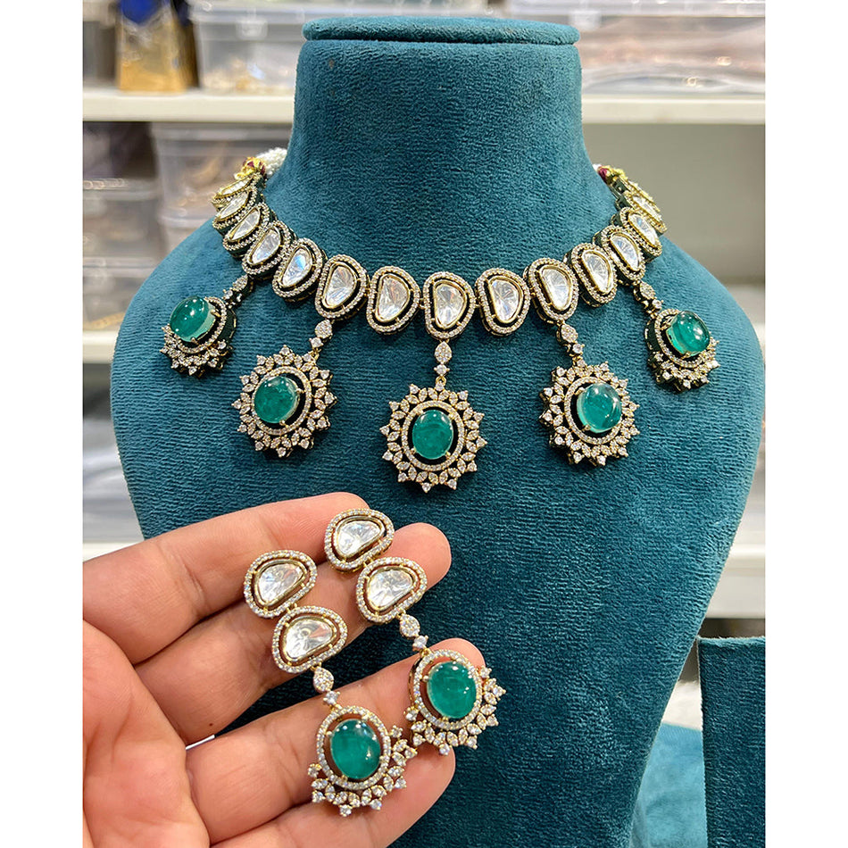 Gorgeous Polki Kundan Choker Necklace in Gold Plated | Bridal Jewellery India
