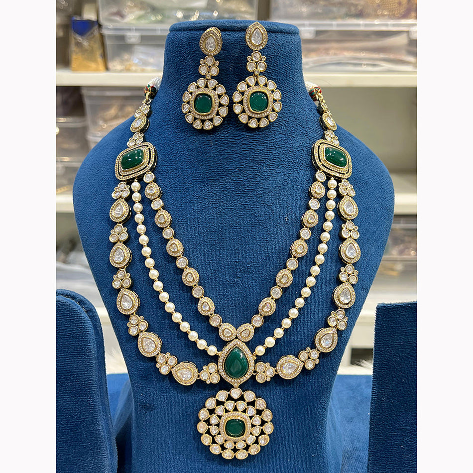 Kundan Choker Necklace in Gold Plated with Polki Diamonds | Bridal Jewellery India