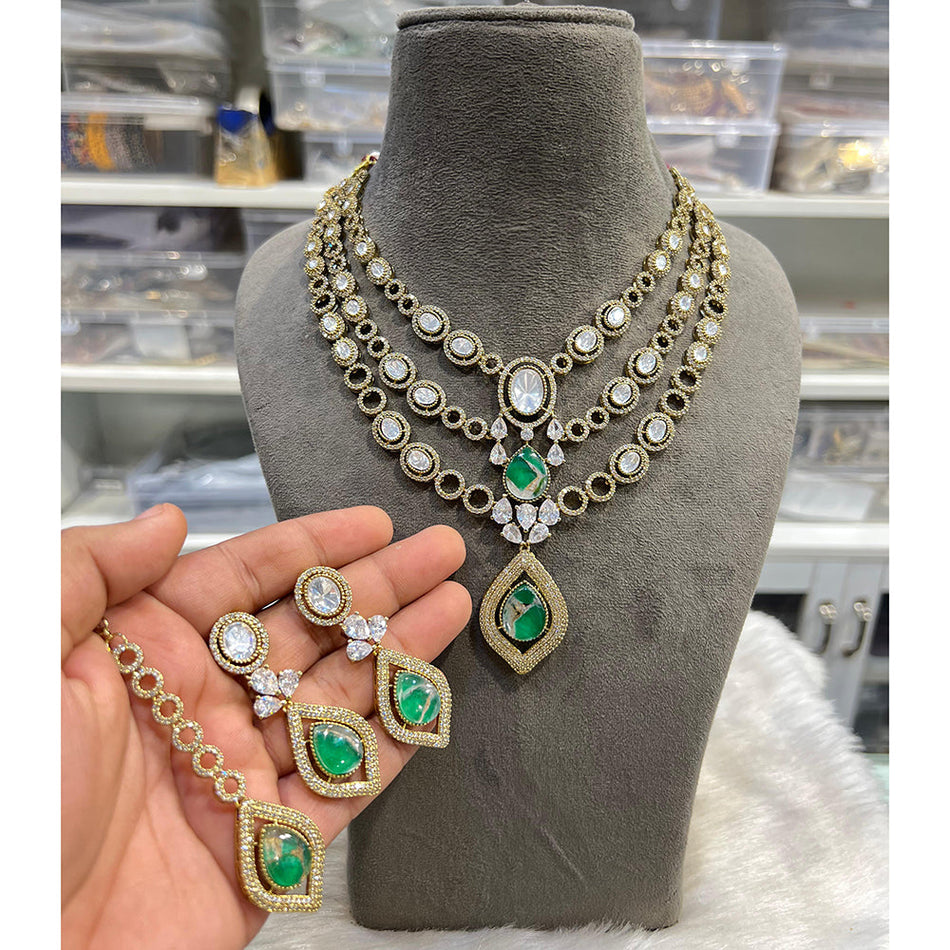 Glamorous Druzy Crystal Necklace in 14K Gold Plated | Bridal Jewellery India