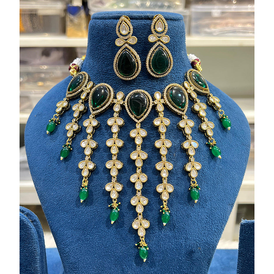 Gorgeous Polki Kundan Choker Necklace in Gold Plated | Bridal Jewellery India
