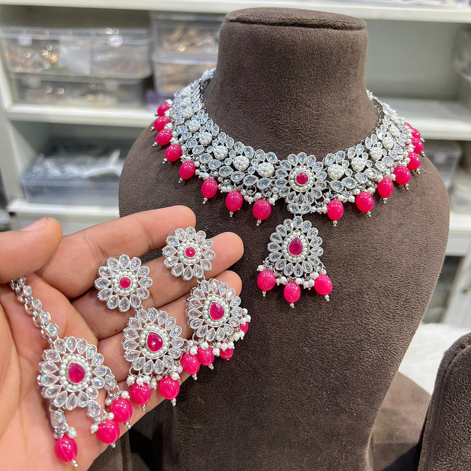 Kundan Pearl Necklace Set in Gold Plated Silver | Bridal Jewellery India