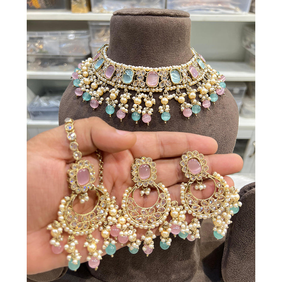 Kundan Choker Necklace in Gold Plated for Bridal | Bridal Jewellery India