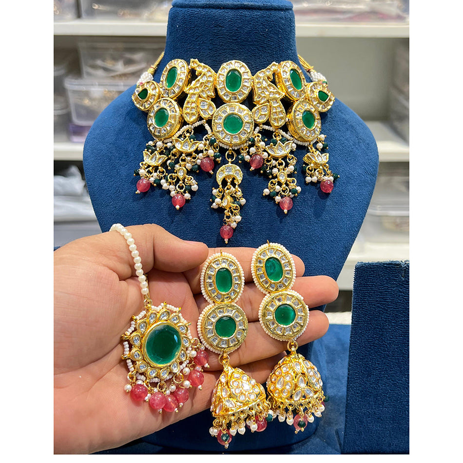 Kundan Choker Necklace in Gold Plated Pearl for Bridal | Bridal Jewellery India