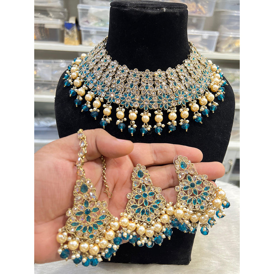 Kundan Necklace in Gold Plated with Pearls | Bridal Jewellery India