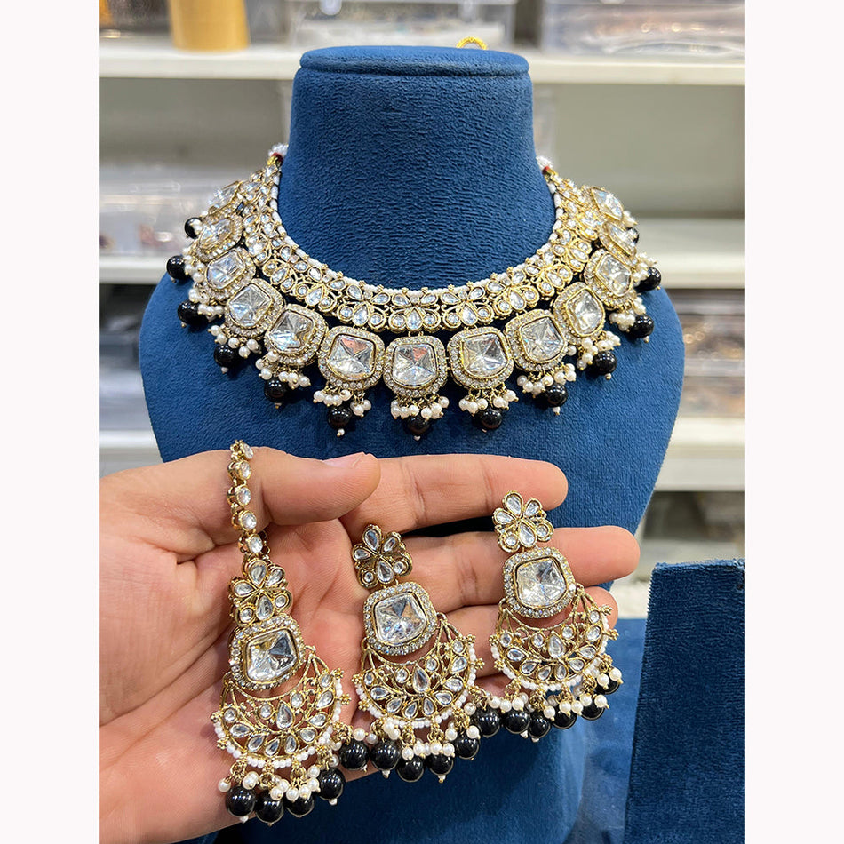 Kundan Necklace in Gold Plated with Pearls | Bridal Jewellery India