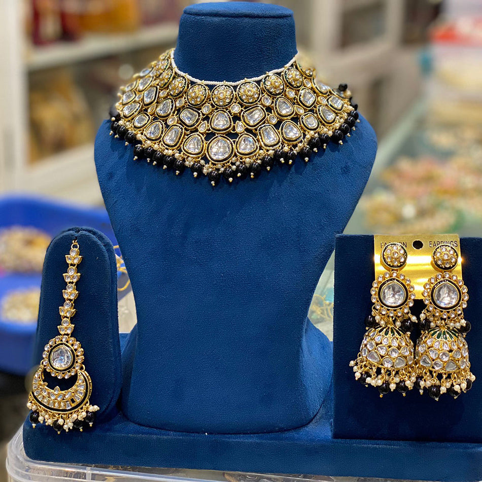 Kundan Pearl Necklace Set in Gold Plated | Bridal Jewellery India