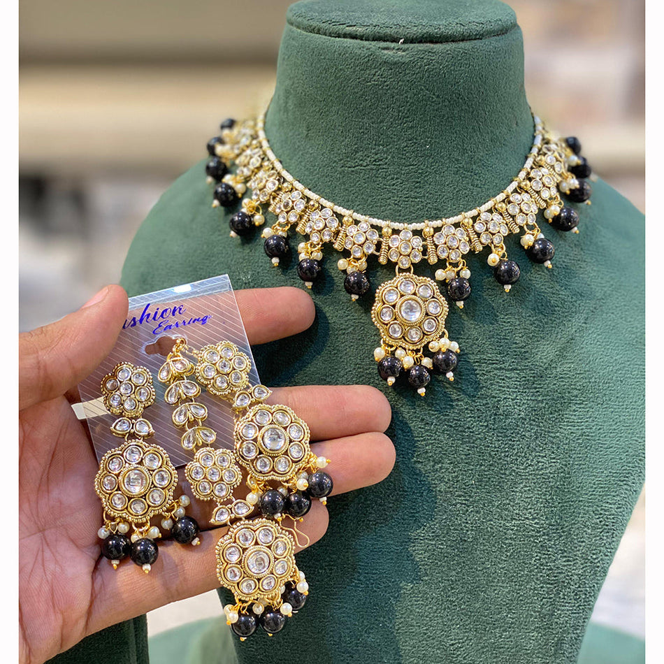 Kundan Necklace in Gold Plated with Pearls | Bridal Jewellery India