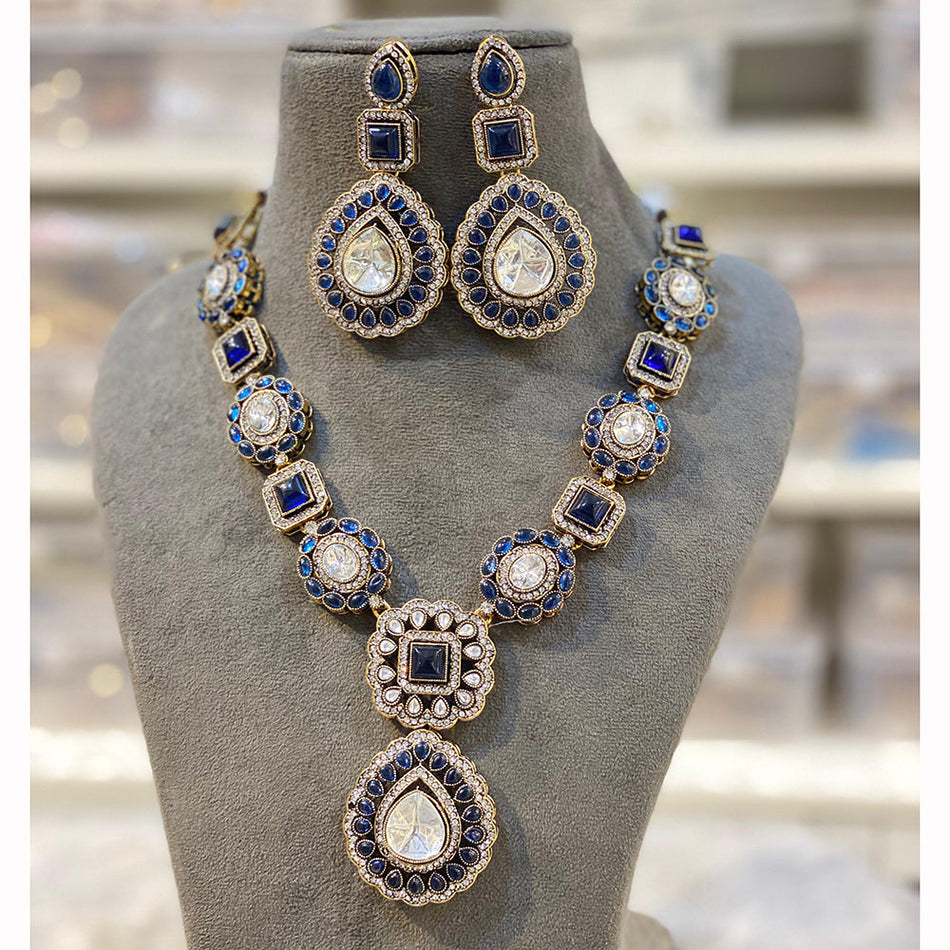 Pota Stone Necklace in Gold Tone | Bridal Jewellery India