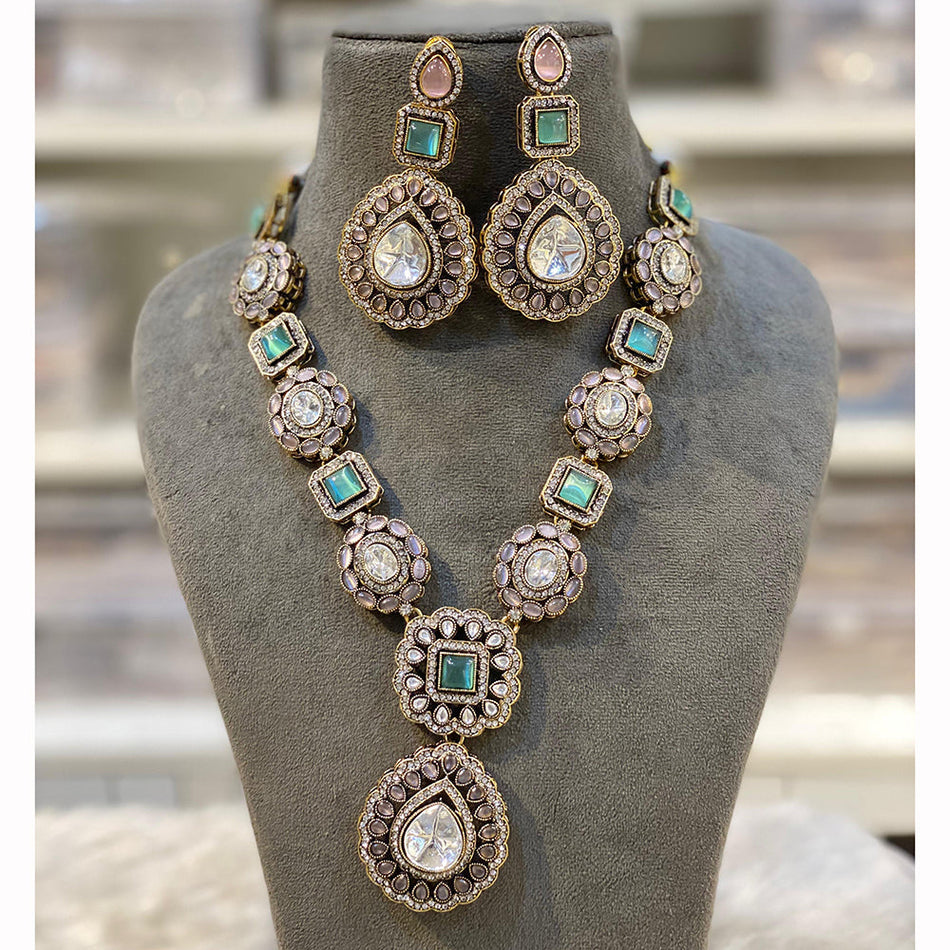 Pota Stone Necklace in Gold Tone | Bridal Jewellery India