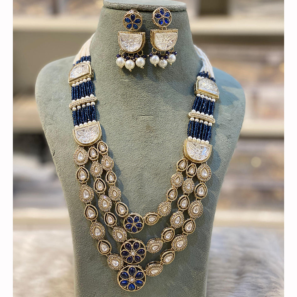 Pota Stone   Pearl Necklace in Sterling Silver | Bridal Jewellery India