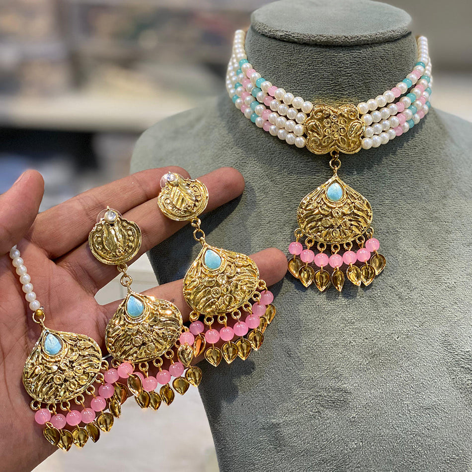 Pearl Necklace in White Gold Plated for Bridal | Bridal Jewellery India