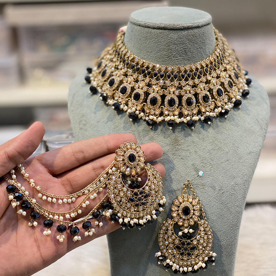 Rose Gold Plated Choker Necklace for Bridal Wear | Bridal Jewellery India