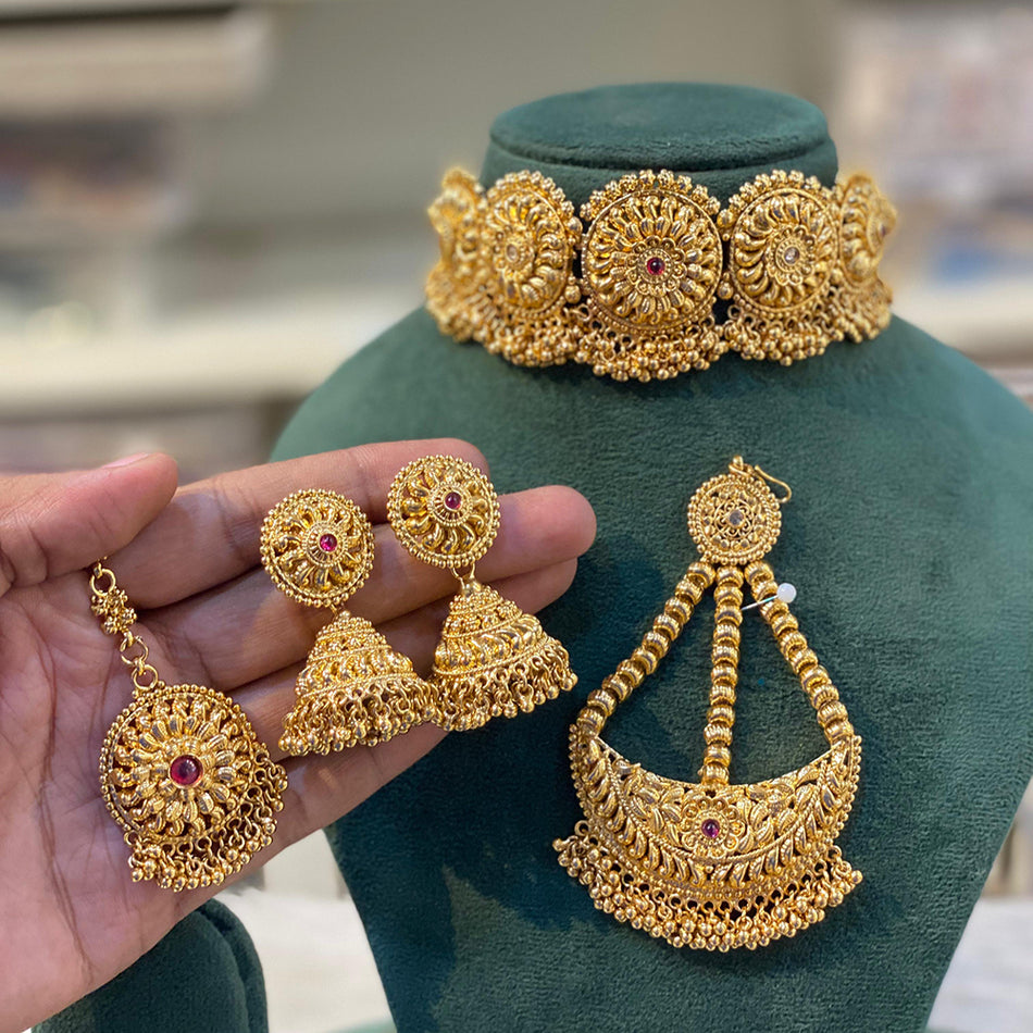 Maang Tikka with Pasa in Gold Plated | Bridal Jewellery India