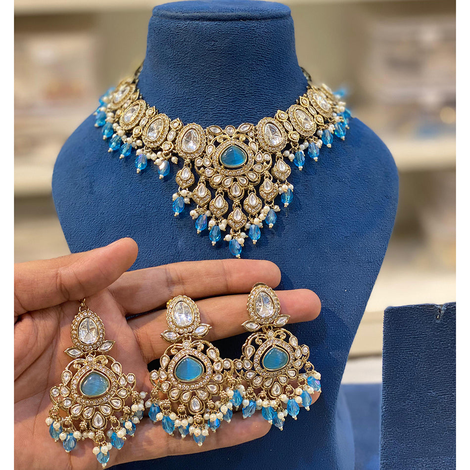 Crystal Maang Tikka Set in Gold Tone | Bridal Jewellery India