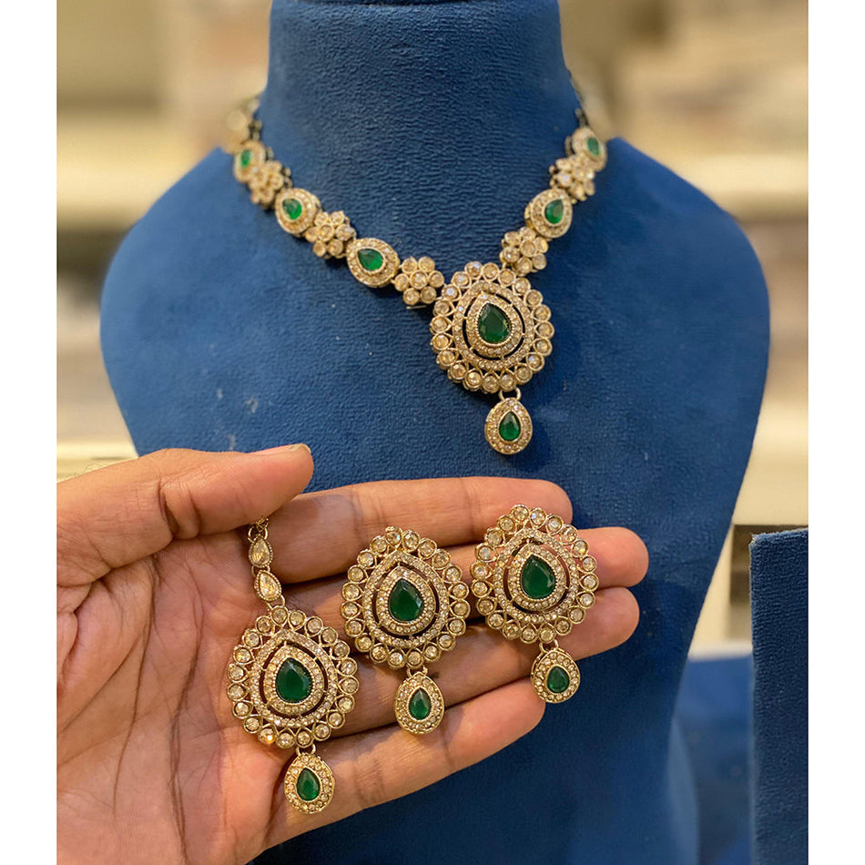 Crystal Rose Gold Plated Necklace Set | Bridal Jewellery India