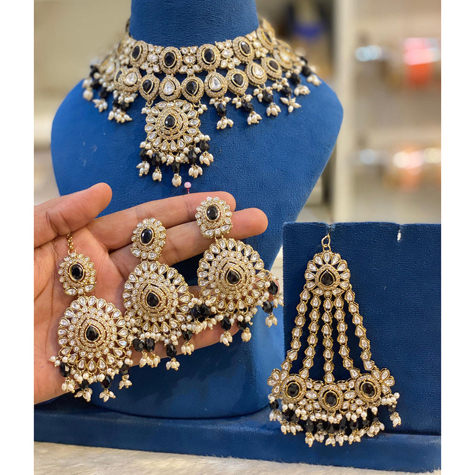 Kundan Choker Necklace in White Gold Plated for Bridal | Bridal Jewellery India