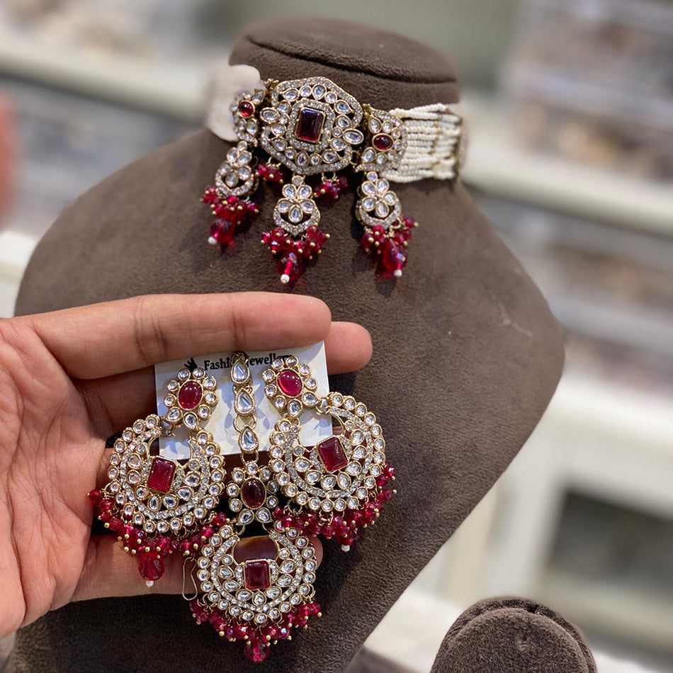 Kundan Choker Necklace in Gold Plated | Bridal Jewellery India