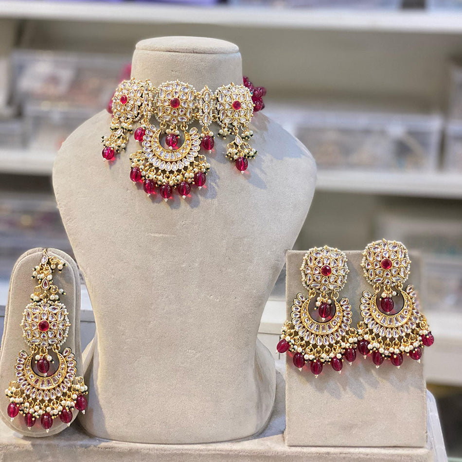 Kundan Choker Necklace in 18K Gold Plated | Bridal Jewellery India