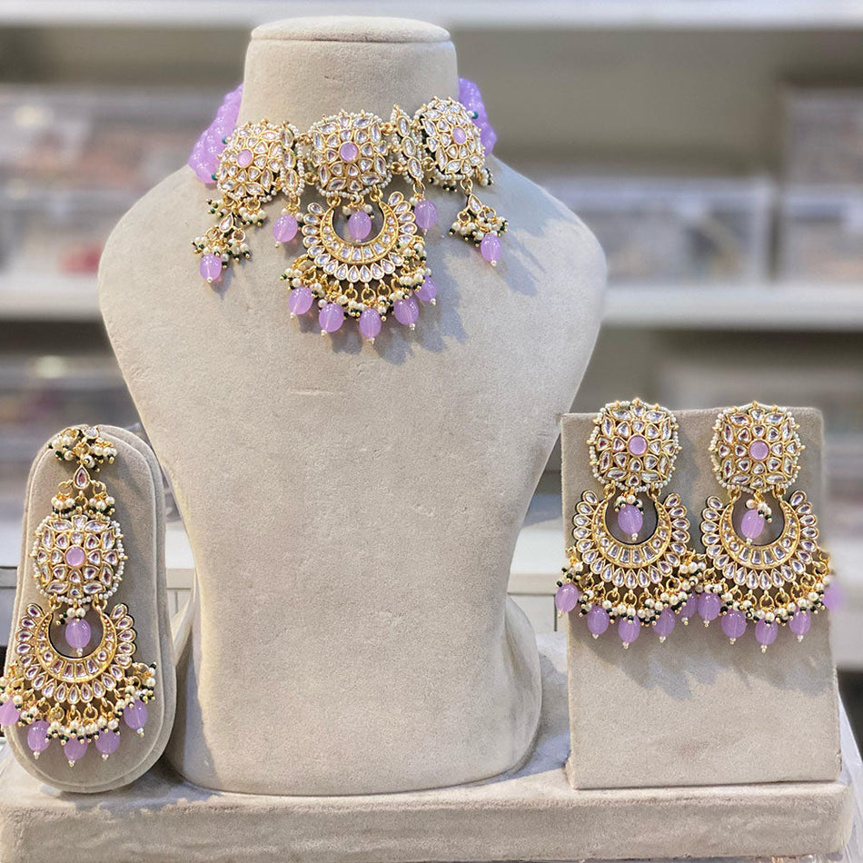 Kundan Choker Necklace in 18K Gold Plated | Bridal Jewellery India