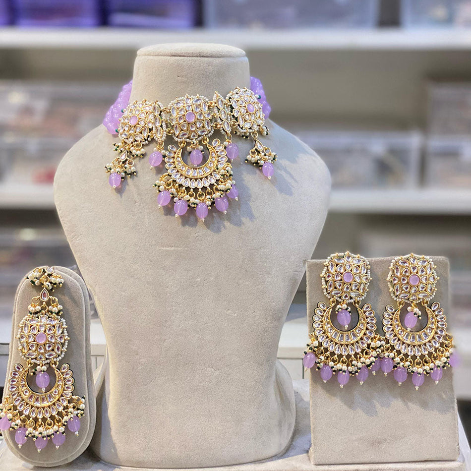 Kundan Choker Necklace in Gold Plated | Bridal Jewellery India