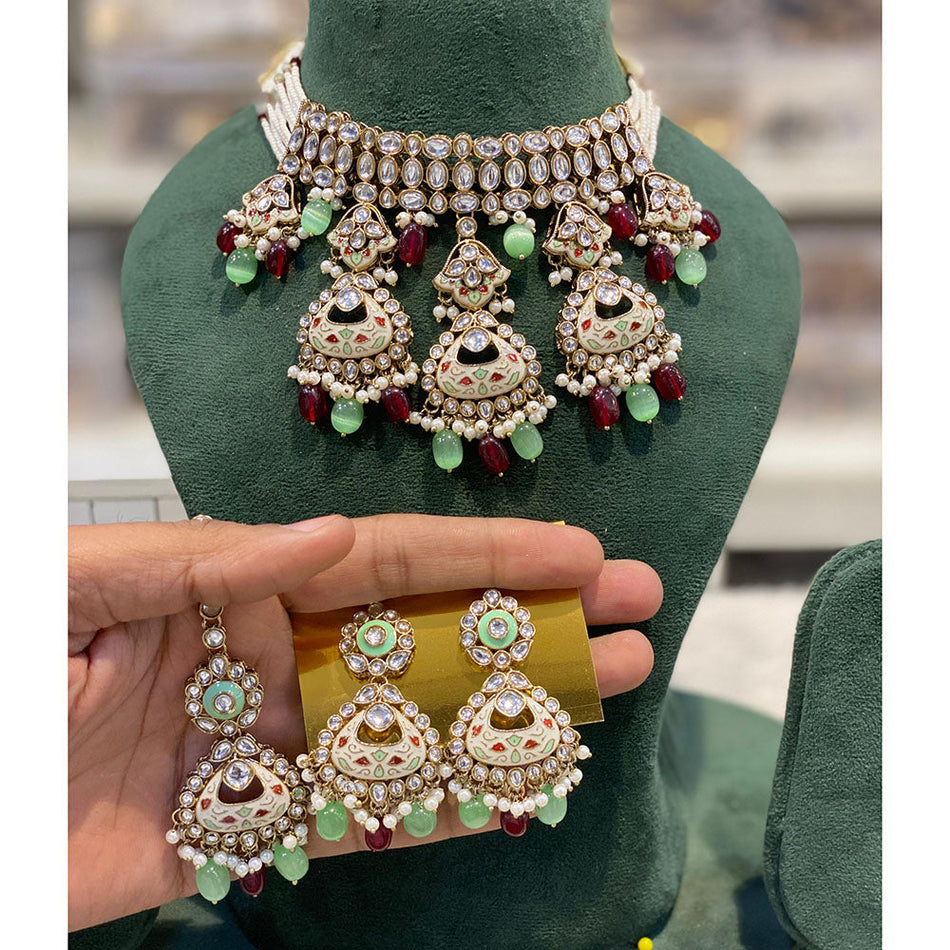 Kundan Choker Necklace in Gold Tone | Bridal Jewellery India