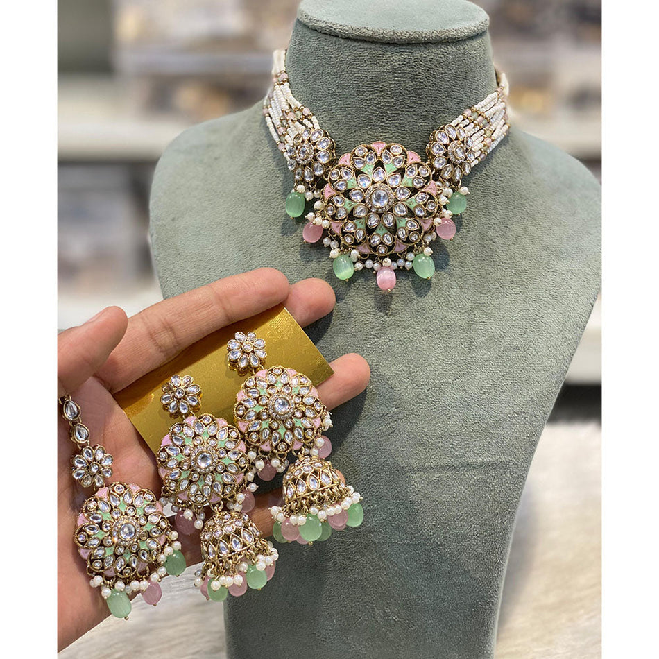 Kundan Choker Necklace in Gold Plated | Bridal Jewellery India