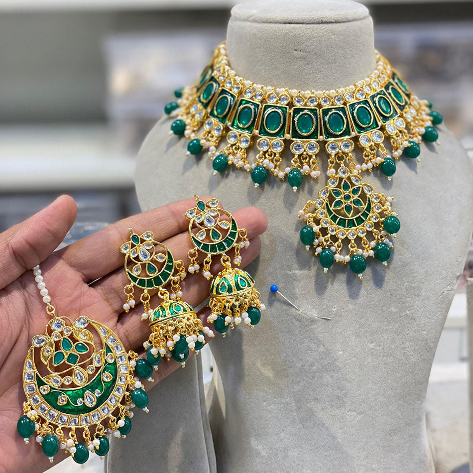 Kundan Choker Necklace in Gold Plated | Bridal Jewellery India