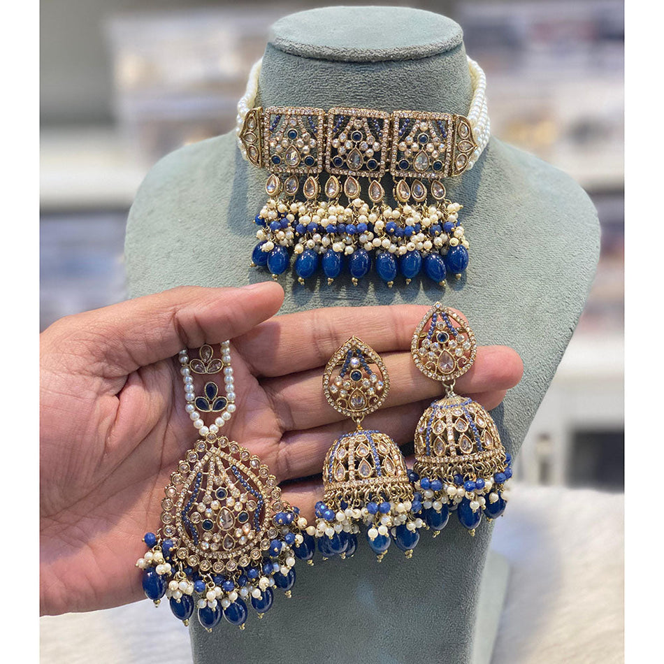Royal Crystal Choker in Gold Plated Necklace | Bridal Jewellery India